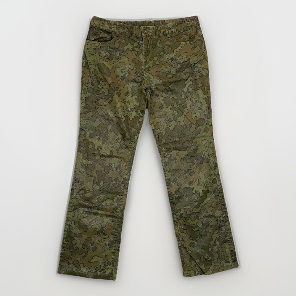 Express Womens Stretch Jeans Size 9 / 10 Camo Green Mid Rise Pants 3-Pockets EUC